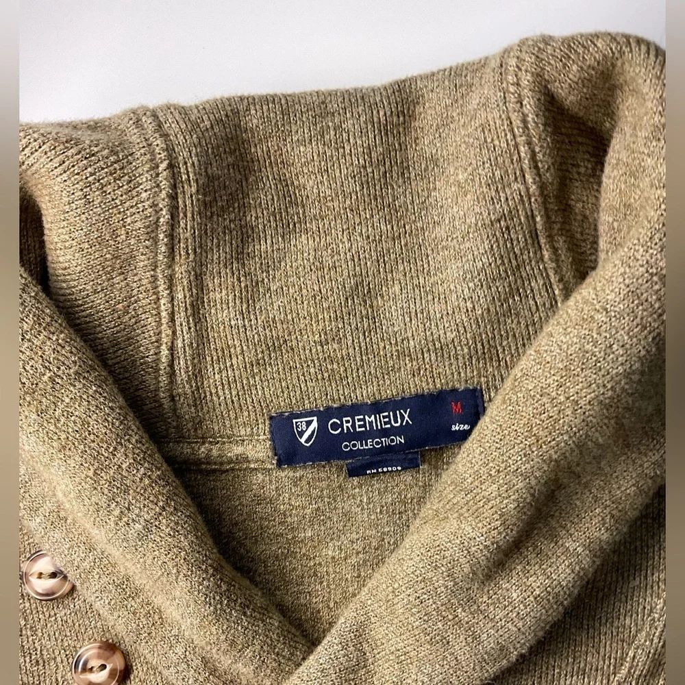 Daniel Cremieux Tan Turtleneck Sweater with Brown Patches